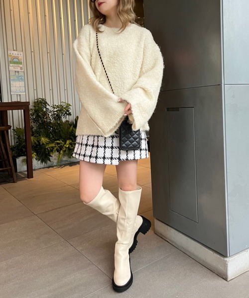 one after another NICE CLAUP（ワンアフターアナザーナイスクラップ）の「ヒールアップタンクロングブーツ（ブーツ・レディース・アイボリー/ブラック・MEDIUM/SMALL/LARGE）」の7枚目の写真