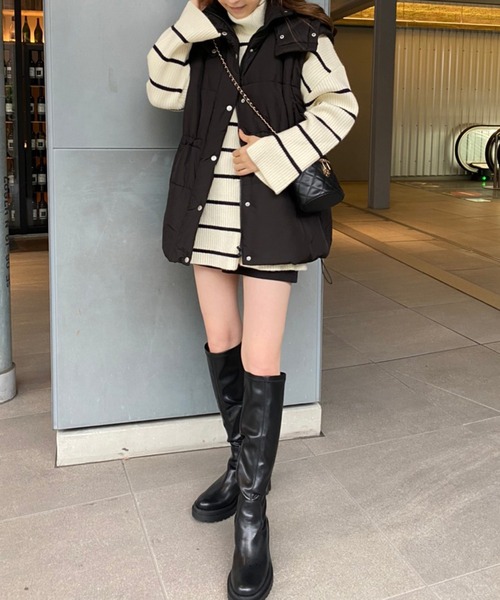 one after another NICE CLAUP（ワンアフターアナザーナイスクラップ）の「ヒールアップタンクロングブーツ（ブーツ・レディース・アイボリー/ブラック・MEDIUM/SMALL/LARGE）」の15枚目の写真