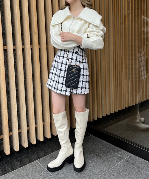 one after another NICE CLAUP（ワンアフターアナザーナイスクラップ）の「ヒールアップタンクロングブーツ（ブーツ・レディース・アイボリー/ブラック・MEDIUM/SMALL/LARGE）」の6枚目の写真