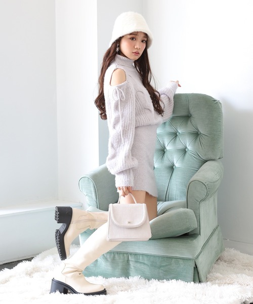 one after another NICE CLAUP（ワンアフターアナザーナイスクラップ）の「ヒールアップタンクロングブーツ（ブーツ・レディース・アイボリー/ブラック・MEDIUM/SMALL/LARGE）」の16枚目の写真