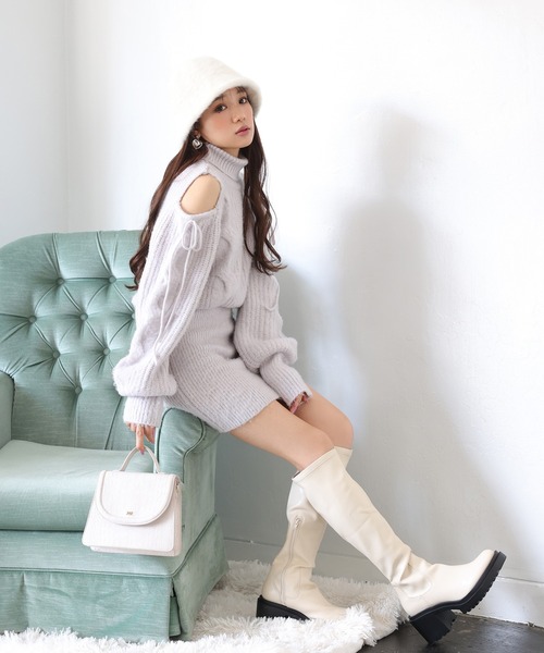 one after another NICE CLAUP（ワンアフターアナザーナイスクラップ）の「ヒールアップタンクロングブーツ（ブーツ・レディース・アイボリー/ブラック・MEDIUM/SMALL/LARGE）」の18枚目の写真