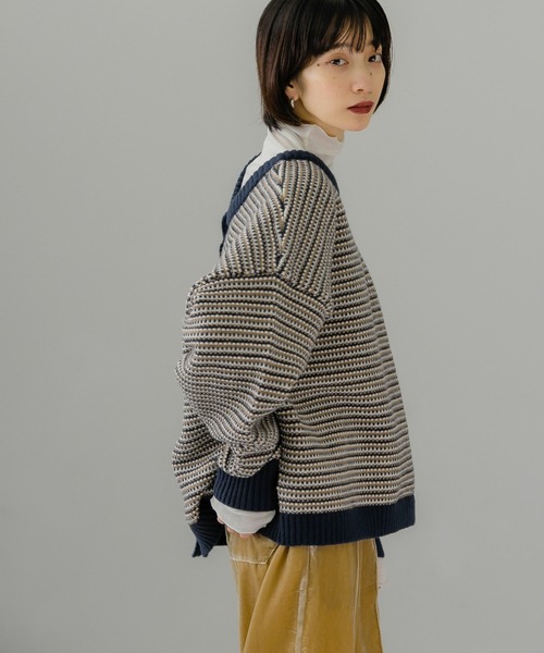 KBF（ケイビーエフ）の「2WAYマルチボーダーニット（ニット/セーター・レディース・ホワイト/ネイビー/イエロー・ONE SIZE）」の15枚目の写真