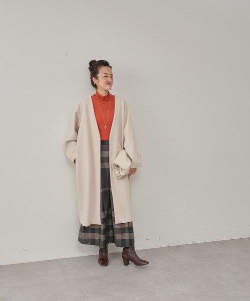 BEARDSLEY(ビアズリー)の「シルク混ハイネックカットソー(Tシャツ/カットソー・レディース・オレンジ/グレー・フリー)」の15枚目の写真