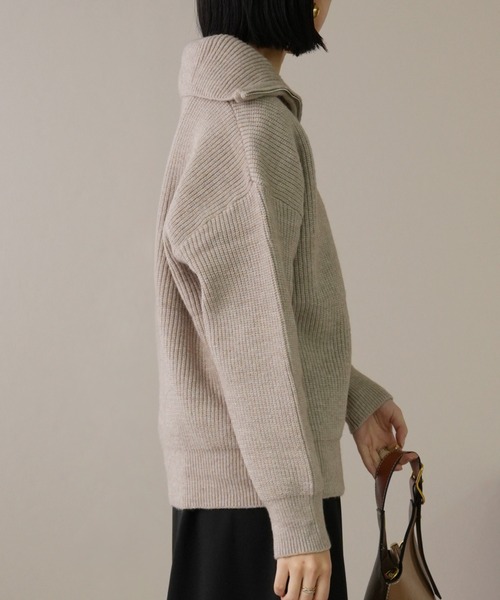 IAMUSE（アイアミューズ）の「ハーフジップニットプルオーバー S0817【IAMUSE】（ニット/セーター・レディース・アイボリー/ブラック/ベージュ・FREE）」の16枚目の写真