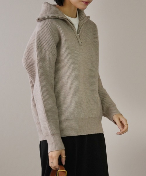 IAMUSE（アイアミューズ）の「ハーフジップニットプルオーバー S0817【IAMUSE】（ニット/セーター・レディース・アイボリー/ブラック/ベージュ・FREE）」の17枚目の写真
