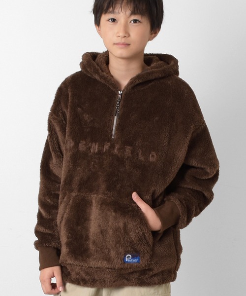 PEN FIELD(ペンフィールド)の「【Penfield】ボア・ハーフジップ刺繍入りパーカー(パーカー・キッズ・ネイビー/オフホワイト/ブラウン/カーキ・160cm/170cm/140cm/150cm)」の1枚目の写真