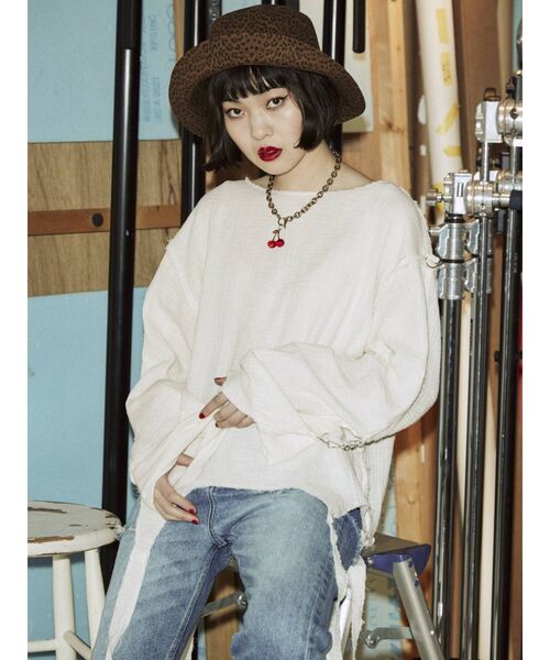 jouetie(ジュエティ)の「ガーゼガーターシャツ(シャツ/ブラウス・レディース・ブラック/オフホワイト/ブルー・MEDIUM)」の10枚目の写真