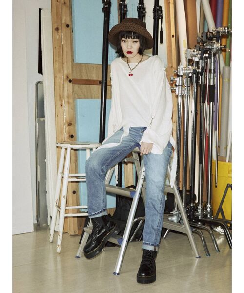 jouetie(ジュエティ)の「ガーゼガーターシャツ(シャツ/ブラウス・レディース・ブラック/オフホワイト/ブルー・MEDIUM)」の14枚目の写真