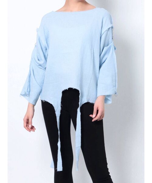 jouetie(ジュエティ)の「ガーゼガーターシャツ(シャツ/ブラウス・レディース・ブラック/オフホワイト/ブルー・MEDIUM)」の21枚目の写真