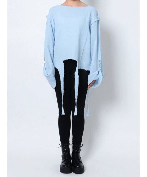 jouetie(ジュエティ)の「ガーゼガーターシャツ(シャツ/ブラウス・レディース・ブラック/オフホワイト/ブルー・MEDIUM)」の22枚目の写真