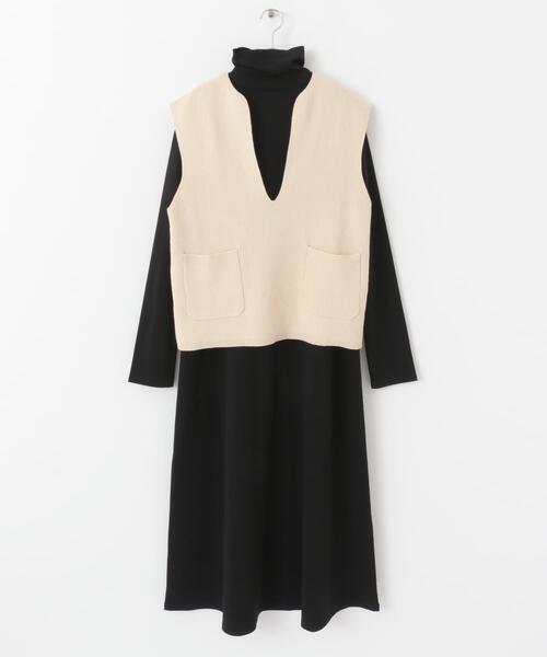 美品☆PUBLIC TOKYO ベストレイヤードワンピ サイズ2 SENSE OF PLACE by URBAN RESEARCH（センスオブプレイスバイアーバン