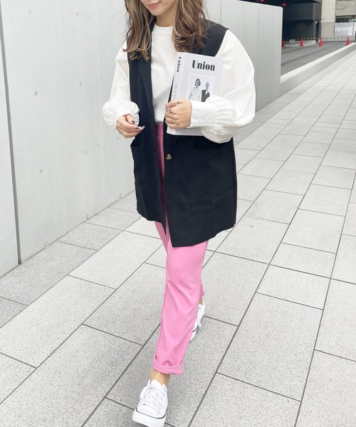 Meli rich(メリーリッチ)の「前後2WAYボリュームスリーブブラウス(シャツ/ブラウス・レディース・オレンジ/サックスブルー/グリーン/ネイビー/オフホワイト/グレイッシュベージュ・MEDIUM)」の20枚目の写真