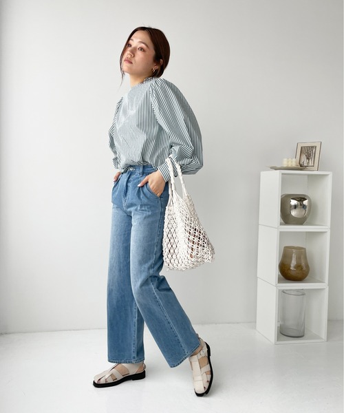 Meli rich(メリーリッチ)の「前後2WAYボリュームスリーブブラウス(シャツ/ブラウス・レディース・オレンジ/サックスブルー/グリーン/ネイビー/オフホワイト/グレイッシュベージュ・MEDIUM)」の9枚目の写真