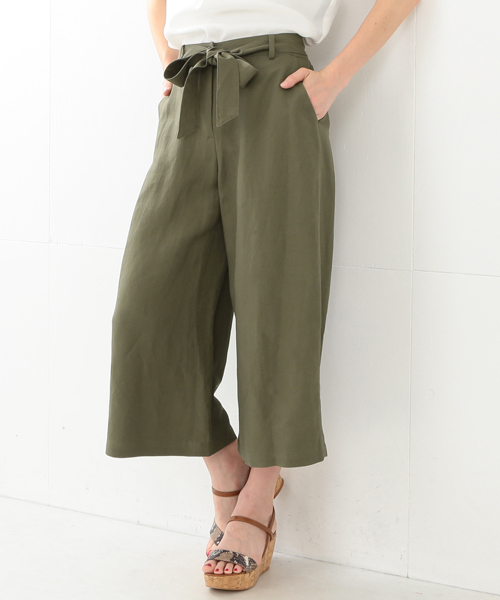 Demi-Luxe BEAMS（デミルクス ビームス）の「Demi-Luxe BEAMS / リネンガウチョパンツ（その他パンツ・レディース・ブラック/カーキ・38/40/36）」の2枚目の写真