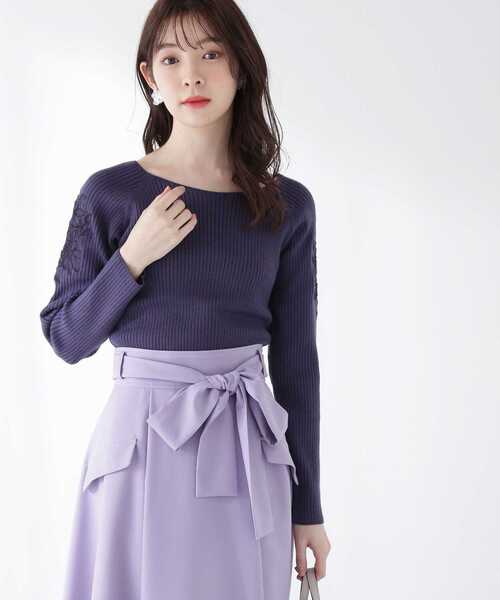 PROPORTION BODY DRESSING(プロポーションボディドレッシング)の「シフォンエンブロイダリーリブニット / 1213170209(ニット/セーター・レディース・グレー/イエロー/ネイビー・FREE)」の10枚目の写真