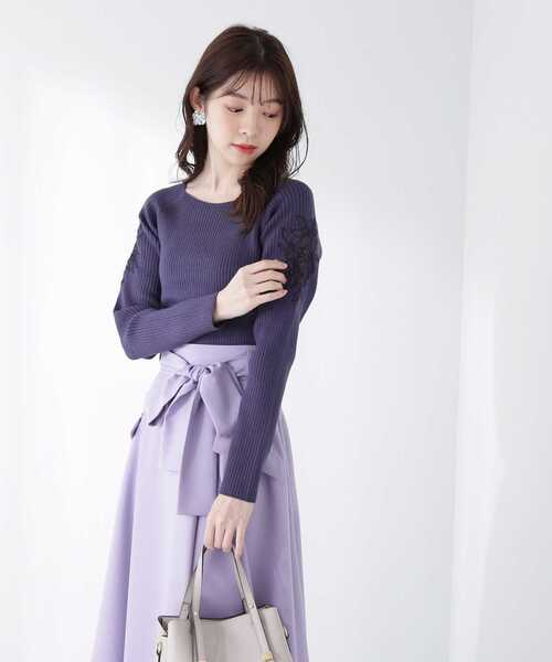 PROPORTION BODY DRESSING(プロポーションボディドレッシング)の「シフォンエンブロイダリーリブニット / 1213170209(ニット/セーター・レディース・グレー/イエロー/ネイビー・FREE)」の16枚目の写真