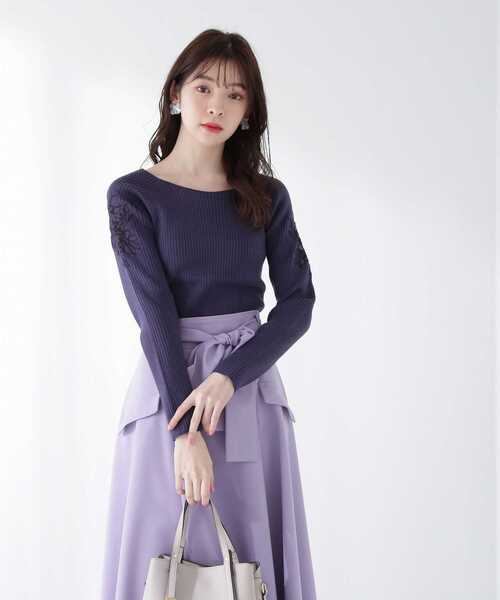 PROPORTION BODY DRESSING(プロポーションボディドレッシング)の「シフォンエンブロイダリーリブニット / 1213170209(ニット/セーター・レディース・グレー/イエロー/ネイビー・FREE)」の12枚目の写真