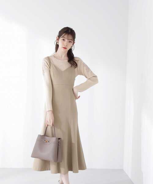 PROPORTION BODY DRESSING(プロポーションボディドレッシング)の「シフォンエンブロイダリーリブニット / 1213170209(ニット/セーター・レディース・グレー/イエロー/ネイビー・FREE)」の1枚目の写真