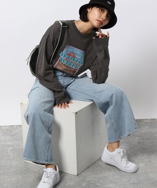 PAGEBOY（ページボーイ）の「ツアーポスターロンT（Tシャツ/カットソー・レディース・チャコールグレー/オフホワイト・FREE）」の6枚目の写真