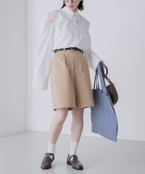 BONLECILL(ボンルシール)の「袖取り外し マルチウェイ レギュラーカラーオーバーシャツ(シャツ/ブラウス・レディース・ピンク/イエロー/ブルー系/オフホワイト/ネイビー系・FREE)」の14枚目の写真