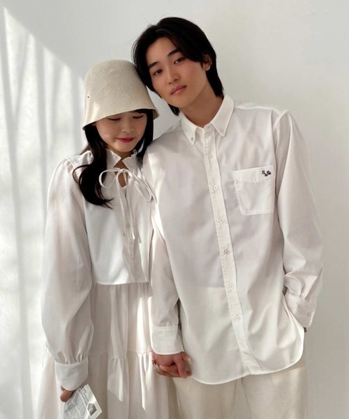 one after another NICE CLAUP（ワンアフターアナザーナイスクラップ）の「【LIMMSE】ロゴ刺繍オーバーサイズシャツ（シャツ/ブラウス・レディース・サックスブルー系/ピンク/ブラック/オフホワイト・FREE）」の11枚目の写真