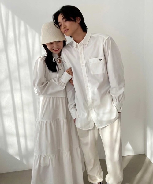 one after another NICE CLAUP（ワンアフターアナザーナイスクラップ）の「【LIMMSE】ロゴ刺繍オーバーサイズシャツ（シャツ/ブラウス・レディース・サックスブルー系/ピンク/ブラック/オフホワイト・FREE）」の10枚目の写真