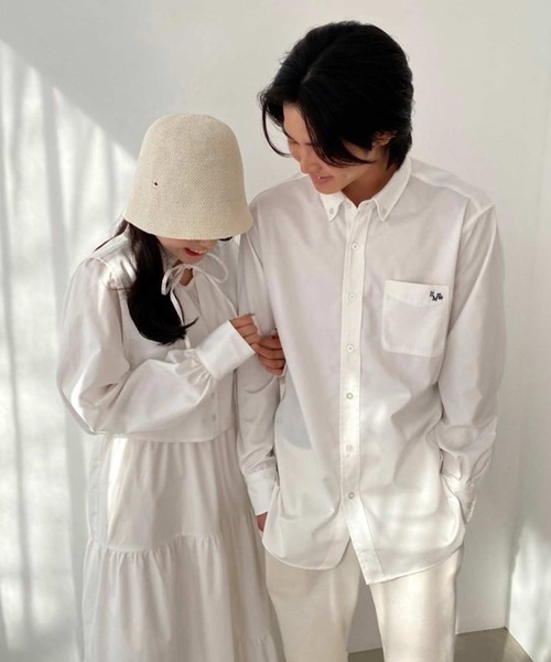 one after another NICE CLAUP（ワンアフターアナザーナイスクラップ）の「【LIMMSE】ロゴ刺繍オーバーサイズシャツ（シャツ/ブラウス・レディース・サックスブルー系/ピンク/ブラック/オフホワイト・FREE）」の6枚目の写真