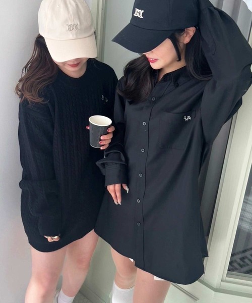 one after another NICE CLAUP（ワンアフターアナザーナイスクラップ）の「【LIMMSE】ロゴ刺繍オーバーサイズシャツ（シャツ/ブラウス・レディース・サックスブルー系/ピンク/ブラック/オフホワイト・FREE）」の19枚目の写真