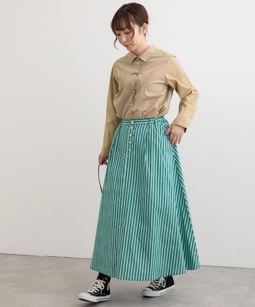 POU DOU DOU(プードゥドゥ)の「ロンストプリントフレアースカート(スカート・レディース・イエロー/ブルー/グリーン・3)」の21枚目の写真