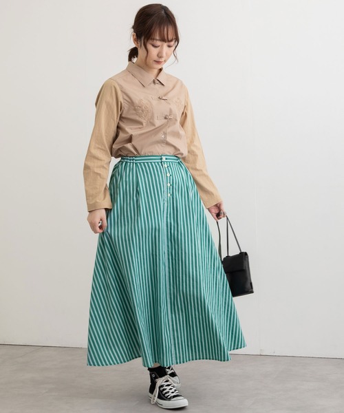 POU DOU DOU(プードゥドゥ)の「ロンストプリントフレアースカート(スカート・レディース・イエロー/ブルー/グリーン・3)」の15枚目の写真