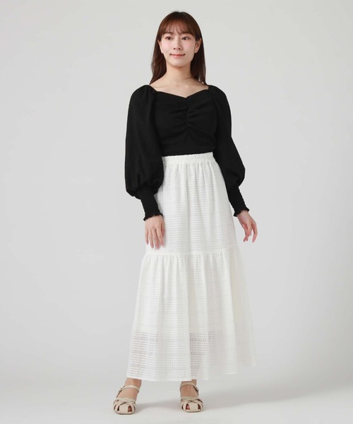 archives(アルシーヴ)の「メッシュレースティアードスカート(スカート・レディース・ブラック/オフホワイト/グリーン/ピンクベージュ・MEDIUM)」の20枚目の写真