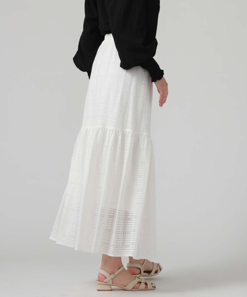 archives(アルシーヴ)の「メッシュレースティアードスカート(スカート・レディース・ブラック/オフホワイト/グリーン/ピンクベージュ・MEDIUM)」の15枚目の写真