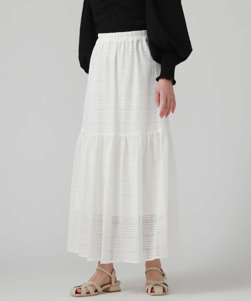 archives(アルシーヴ)の「メッシュレースティアードスカート(スカート・レディース・ブラック/オフホワイト/グリーン/ピンクベージュ・MEDIUM)」の10枚目の写真