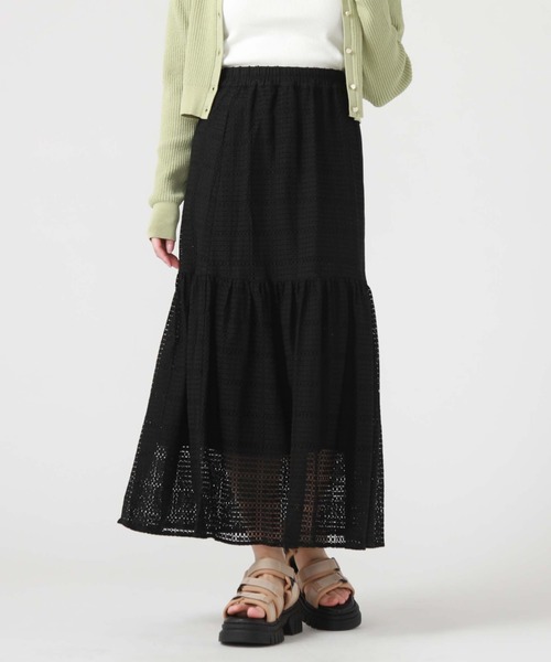 archives(アルシーヴ)の「メッシュレースティアードスカート(スカート・レディース・ブラック/オフホワイト/グリーン/ピンクベージュ・MEDIUM)」の11枚目の写真