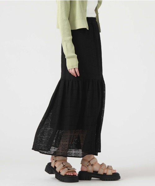 archives(アルシーヴ)の「メッシュレースティアードスカート(スカート・レディース・ブラック/オフホワイト/グリーン/ピンクベージュ・MEDIUM)」の16枚目の写真