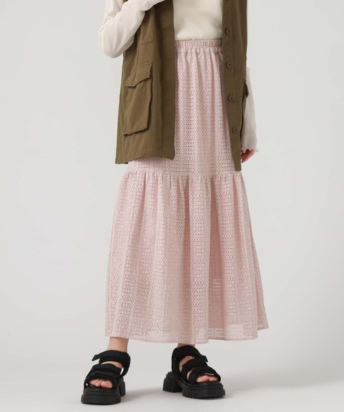 archives(アルシーヴ)の「メッシュレースティアードスカート(スカート・レディース・ブラック/オフホワイト/グリーン/ピンクベージュ・MEDIUM)」の13枚目の写真