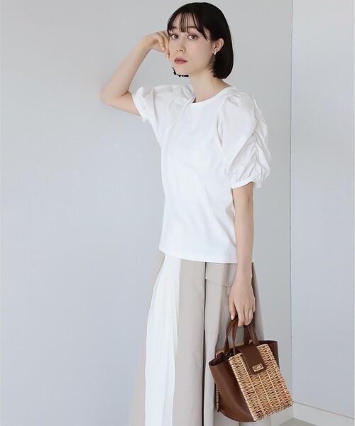 Ray BEAMS（レイビームス）の「Ray BEAMS / ギャザー パフスリーブ Tシャツ（Tシャツ/カットソー・レディース・ホワイト/ブラック/ケリー・ONE SIZE）」の12枚目の写真