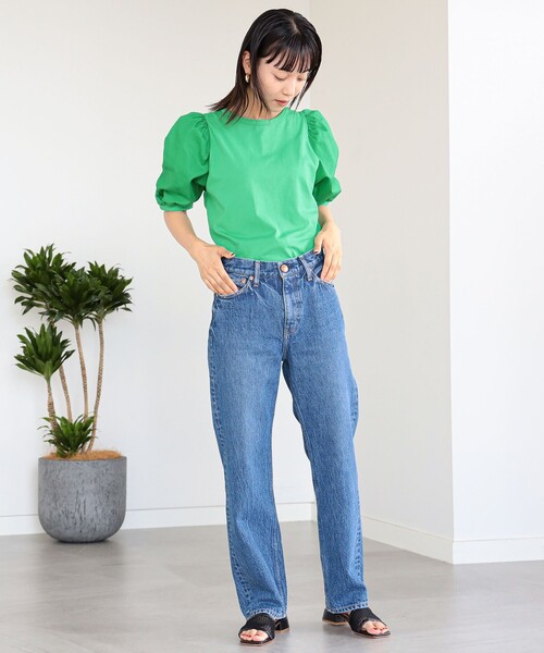 Ray BEAMS（レイビームス）の「Ray BEAMS / ギャザー パフスリーブ Tシャツ（Tシャツ/カットソー・レディース・ホワイト/ブラック/ケリー・ONE SIZE）」の7枚目の写真