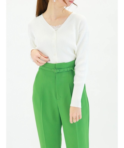 Te chichi（テチチ）の「パールボタンリブカーディガン（カーディガン/ボレロ・レディース・ブラック/ブルー/オフホワイト/ピンク・ﾌﾘ-）」の2枚目の写真