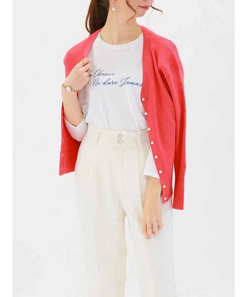 Te chichi（テチチ）の「パールボタンリブカーディガン（カーディガン/ボレロ・レディース・ブラック/ブルー/オフホワイト/ピンク・ﾌﾘ-）」の4枚目の写真