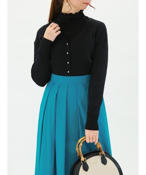 Te chichi（テチチ）の「パールボタンリブカーディガン（カーディガン/ボレロ・レディース・ブラック/ブルー/オフホワイト/ピンク・ﾌﾘ-）」の10枚目の写真