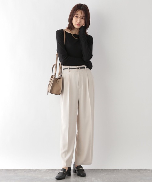 GLOBAL WORK(グローバルワーク)の「シア―ボートネックロングスリーブ/一部店舗限定/176629(Tシャツ/カットソー・レディース・ブラック/ライトオリーブ/オフホワイト・MEDIUM/LARGE)」の8枚目の写真