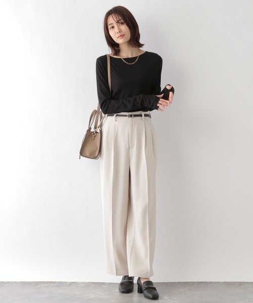 GLOBAL WORK(グローバルワーク)の「シア―ボートネックロングスリーブ/一部店舗限定/176629(Tシャツ/カットソー・レディース・ブラック/ライトオリーブ/オフホワイト・MEDIUM/LARGE)」の22枚目の写真