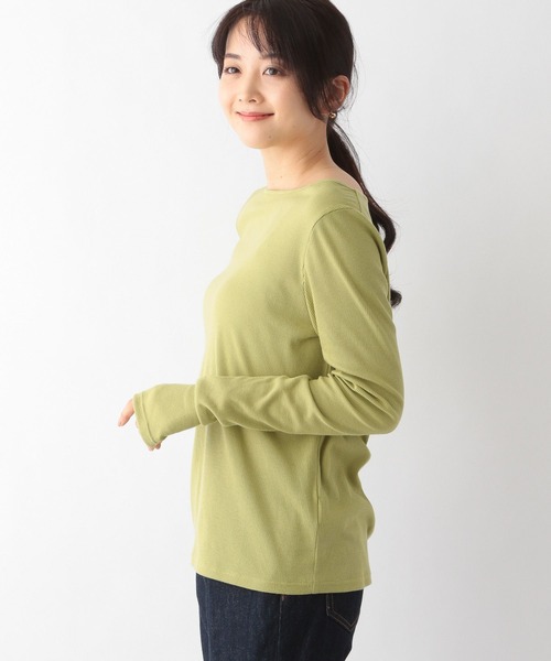 GLOBAL WORK(グローバルワーク)の「シア―ボートネックロングスリーブ/一部店舗限定/176629(Tシャツ/カットソー・レディース・ブラック/ライトオリーブ/オフホワイト・MEDIUM/LARGE)」の6枚目の写真