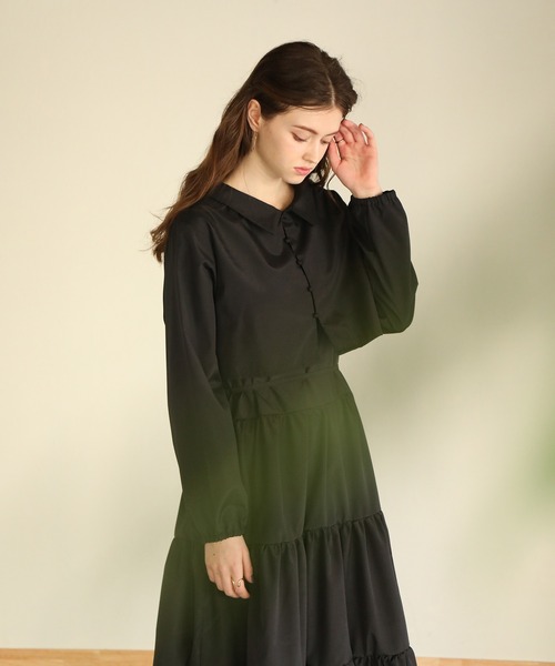 aity（アイティ）の「ブロードレイヤードティアードワンピース（ドレス・レディース・ラベンダー/ベージュ/ブラック・M）」の11枚目の写真