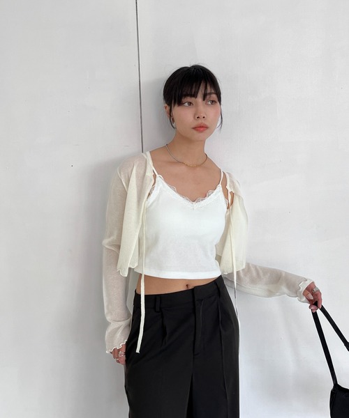 EPIMI E'PIMMY（エピミエピミー）の「カップ付きレースキャミソール（キャミソール・レディース・杢グレー/ブラック/オフホワイト・MEDIUM）」の14枚目の写真