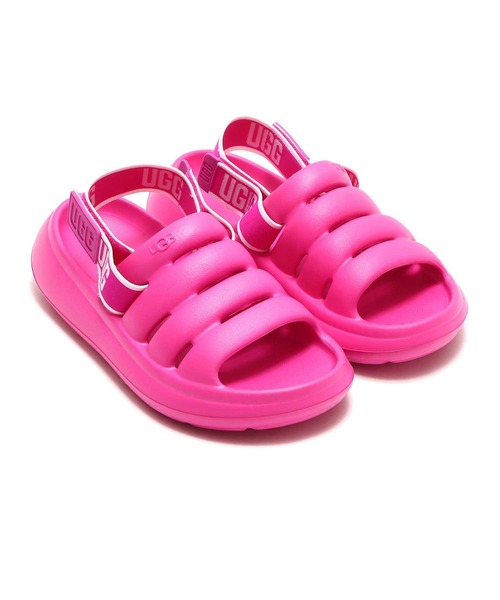 【美品】UGG サンダル ボワ マルチカラー ピンク ボア 厚底 レディース 美品】UGG サンダル ボワ マルチカラー ピンク ボア 厚底