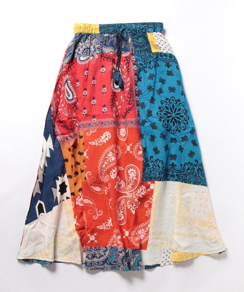 チャイハネ（チャイハネ）の「【チャイハネ】パッチワーク風プリントロングスカート（スカート・レディース・カラフル/ホワイト/パープル・FREE）」の5枚目の写真