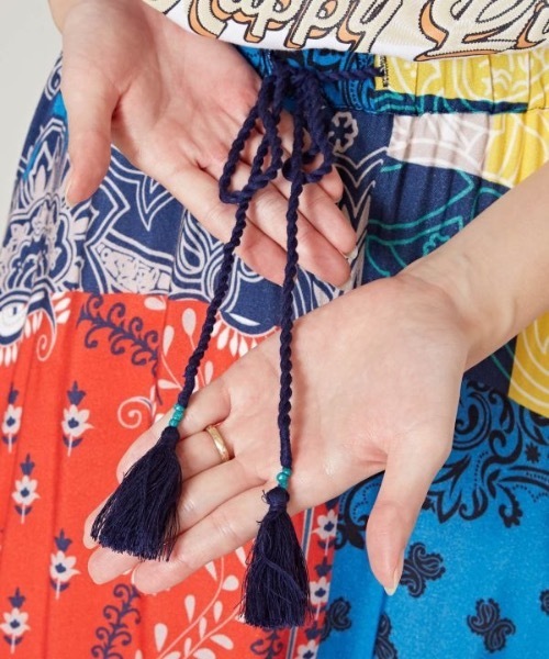 チャイハネ（チャイハネ）の「【チャイハネ】パッチワーク風プリントロングスカート（スカート・レディース・カラフル/ホワイト/パープル・FREE）」の10枚目の写真