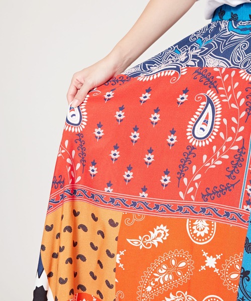 チャイハネ（チャイハネ）の「【チャイハネ】パッチワーク風プリントロングスカート（スカート・レディース・カラフル/ホワイト/パープル・FREE）」の22枚目の写真